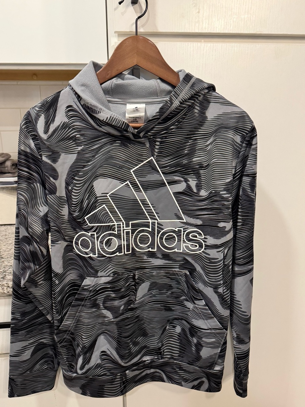 adidas Gray & Black Swirl Logo Hoodie